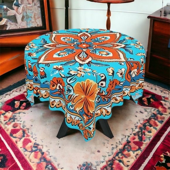 Boho Tablecloth | Vintage Tablecloth | Floral table cloth | Rectangle Square - Picture 4 of 10